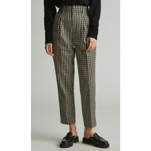 Everlane The Tencel Way High Taper Pant in Black Gingham Check 6 - Picture 1 of 8